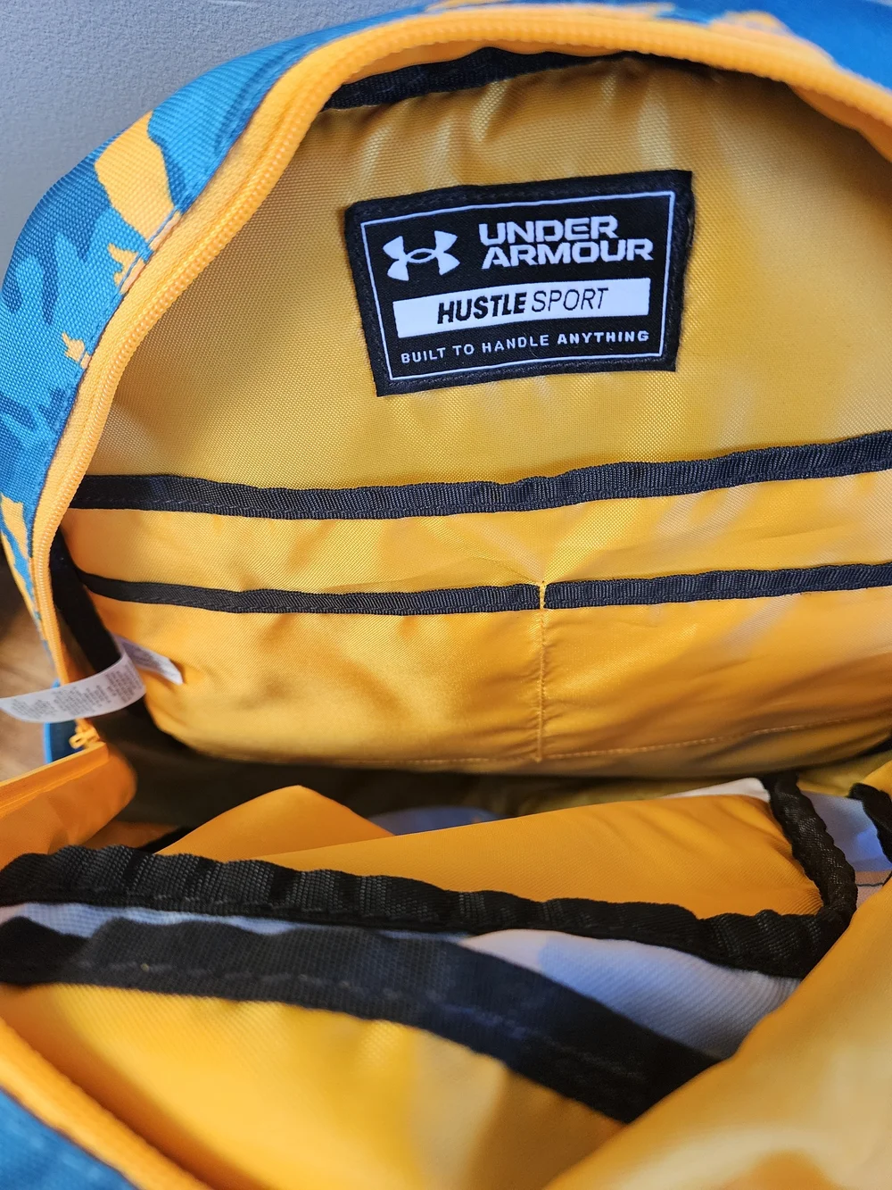 Under Armour Blue & Orange Camo Backpack EUC